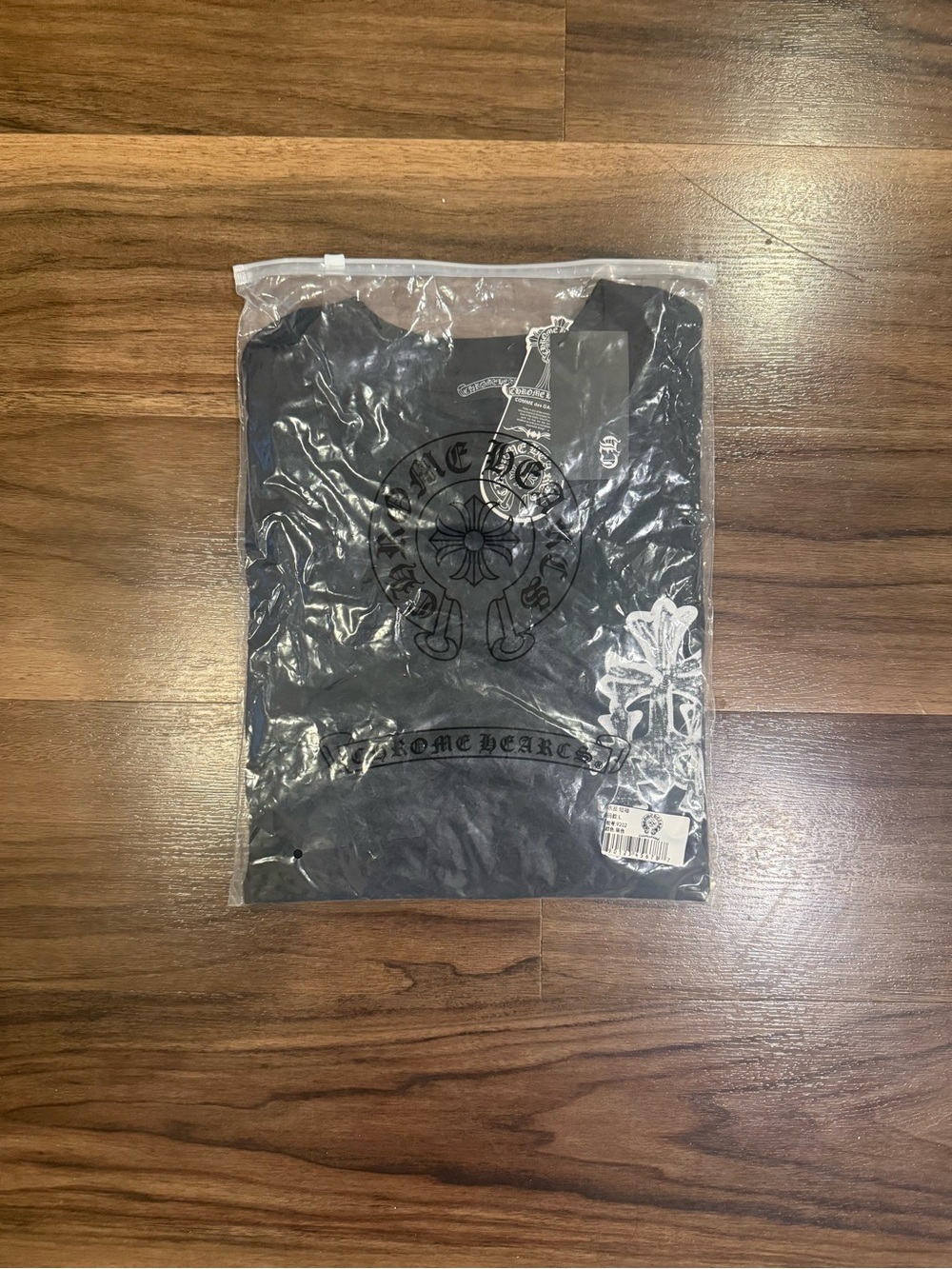 Chrome Hearts Black Graphic Short Sleeve Tee with White Cross Detail